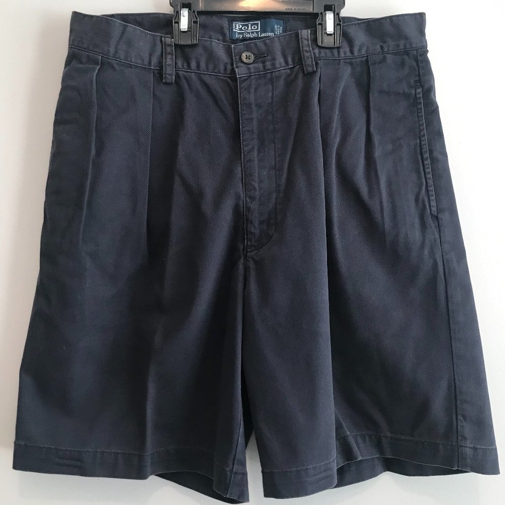 Polo by Ralph Lauren pleated chino Tyler Short blue 33" waist  9" inseam